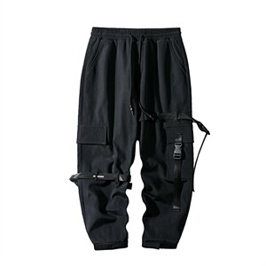 【】A003-HZ7253-P70新款加绒加厚绑带工装长裤 黑衣先生图片