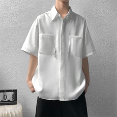 （现货）抖音品质潮男流光短袖衬衫痞帅宽松短袖衬衣CS3517-P50，男装T恤，星座810(原QT5070)