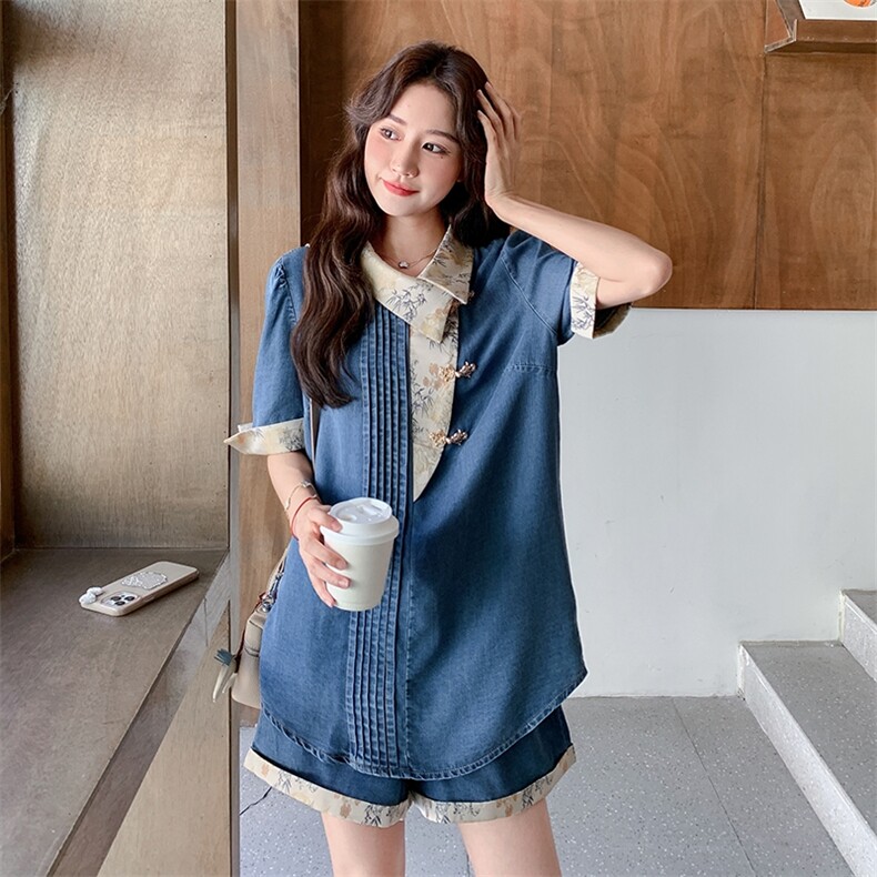 现货 2025夏季牛仔拼接套装2C230-8866-P145-K218图片