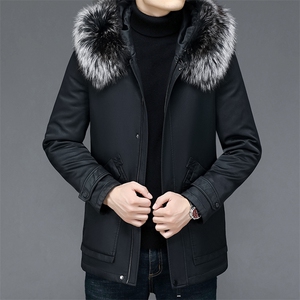冬装新款白鹅羽绒服狐狸毛领中老年羽绒服男外套ALXBL9016-P600图片