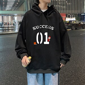 WY2205-P35 加绒款-P40 纯棉连帽卫衣男大码运动帽衫宽松薄外套男图片