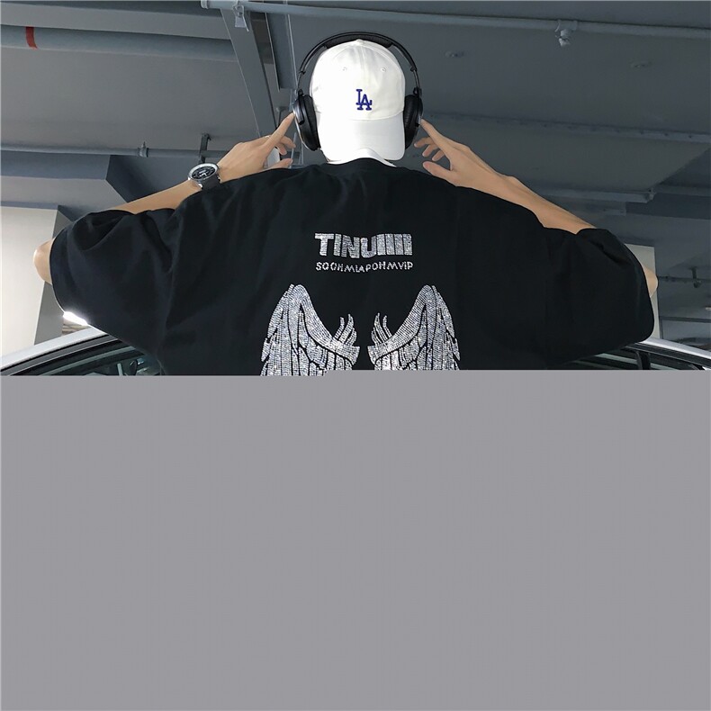T恤潮流圆领男港风烫钻2026夏季新款短袖时尚B299-X5301-P45-控65,男装T恤,电商A061-1