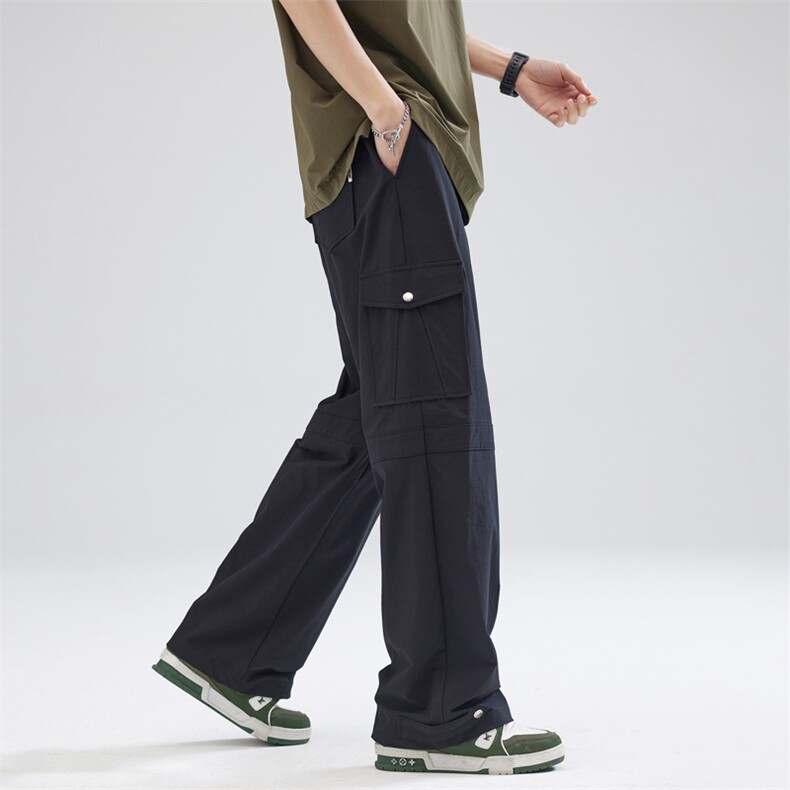 慵懒宽松休闲裤男夏季多口袋工装百搭显瘦微喇阔腿裤DY5016-P76，男装休闲裤，电商A178-1