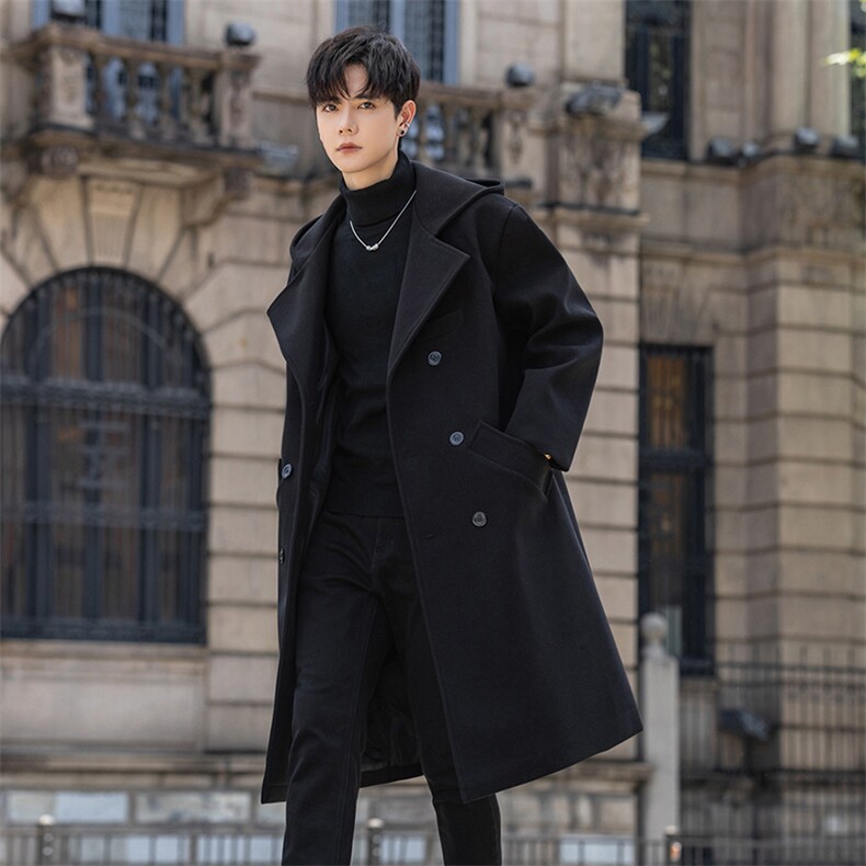 数据大货连帽风衣男长款大衣男中长款毛呢大衣男F4799批115外景A，男装风衣，星座401
