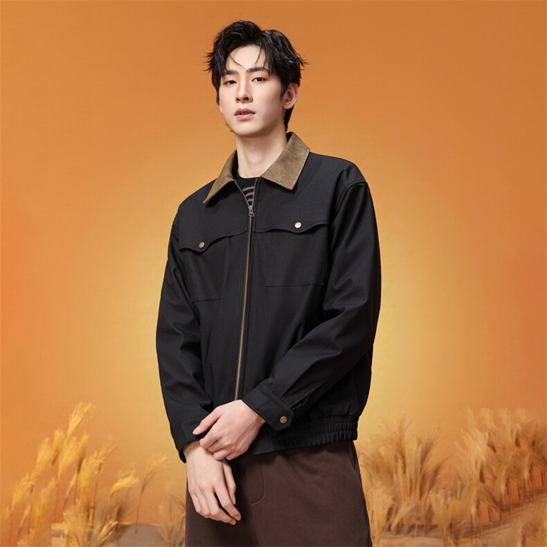 2026新款麂皮领夹克男宽松休闲复古工装风外套XZ309JK8606P75,男装夹克,星座309（原A406）
