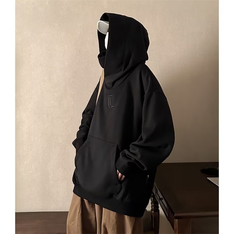 加绒美式高街卫衣男连帽字母刺绣帅2025冬季新款ins外套WB186-P51,女装短外套,星座412