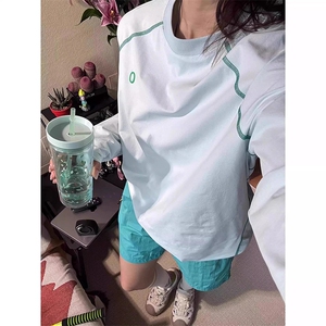 美式高街解构工艺速干长袖T恤男女款防晒罩衫户外运动潮牌骑行服,海边骑行穿搭夏天图片