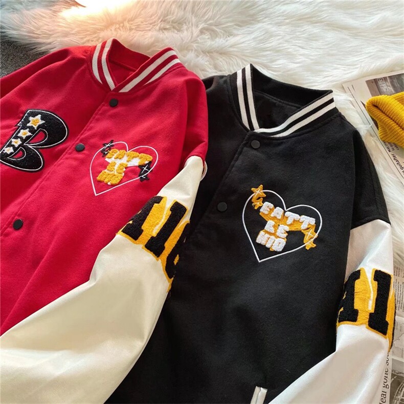 星星刺绣棒球服男高街ins拼色宽松夹克春季新款潮牌外套W2777-P65,男装夹克,星座512-2
