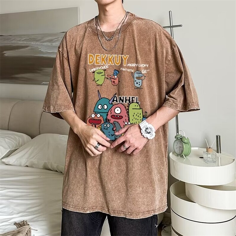 短袖T恤潮牌男t恤男士大码潮宽松圆领印花潮流上衣ins,男装T恤,星座1013