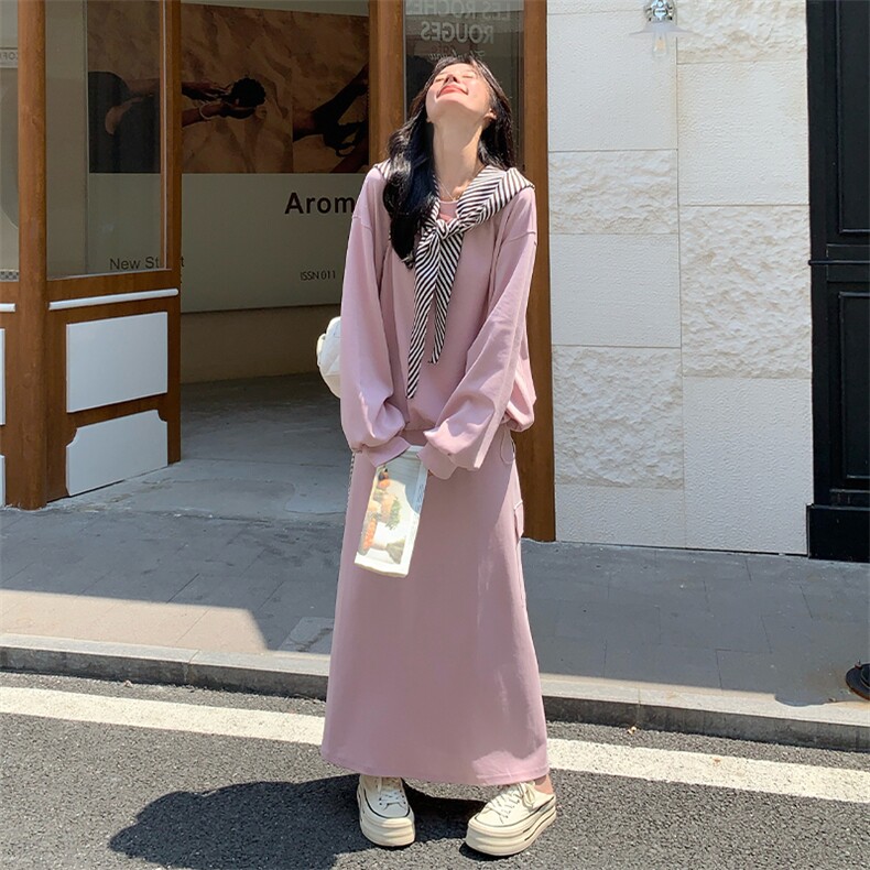 休闲减龄穿搭粉色卫衣套装女春秋2025超火好看高级感半身裙两件套,女装套装/套裙,2C007