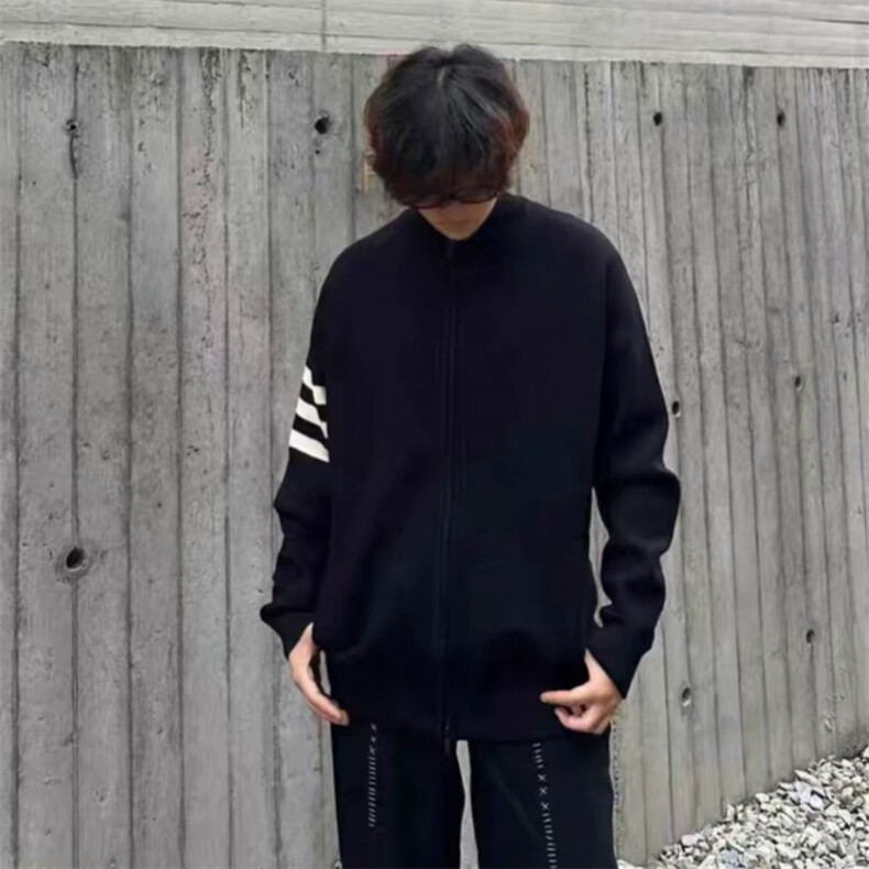 重磅秋冬北极绒开衫毛衣美式复古休闲慵懒风男女立领针织衫外套,男装针织衫/毛衣,电商A486
