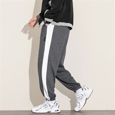 2021秋季新白墙日系大码男束脚九分裤休闲条纹运动卫裤K2065-P38，男装休闲裤，电商A001