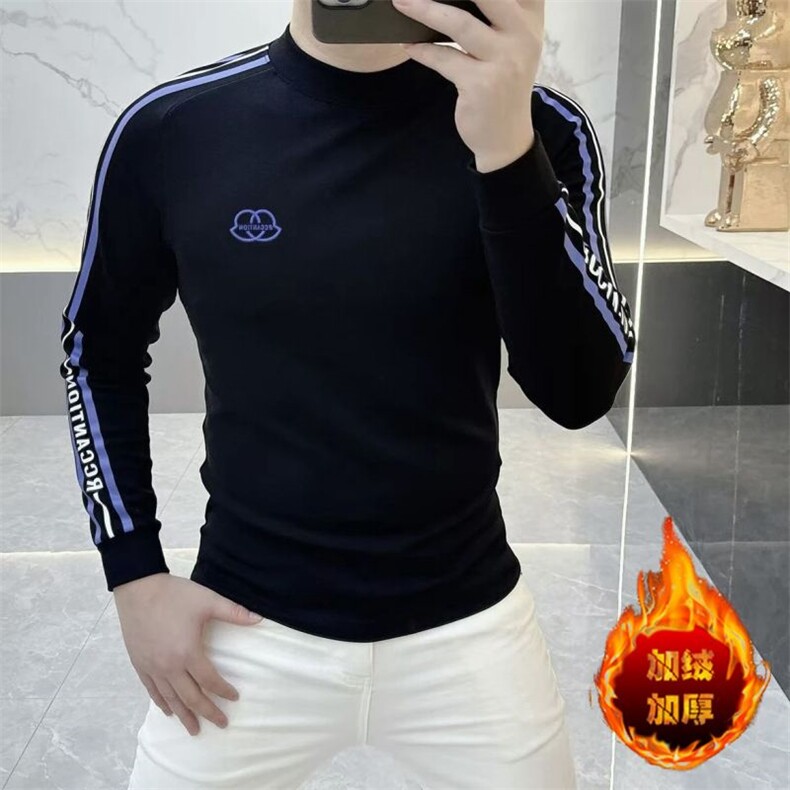 现货加绒加厚保暖男士修身打底衫百搭T恤欧货图片