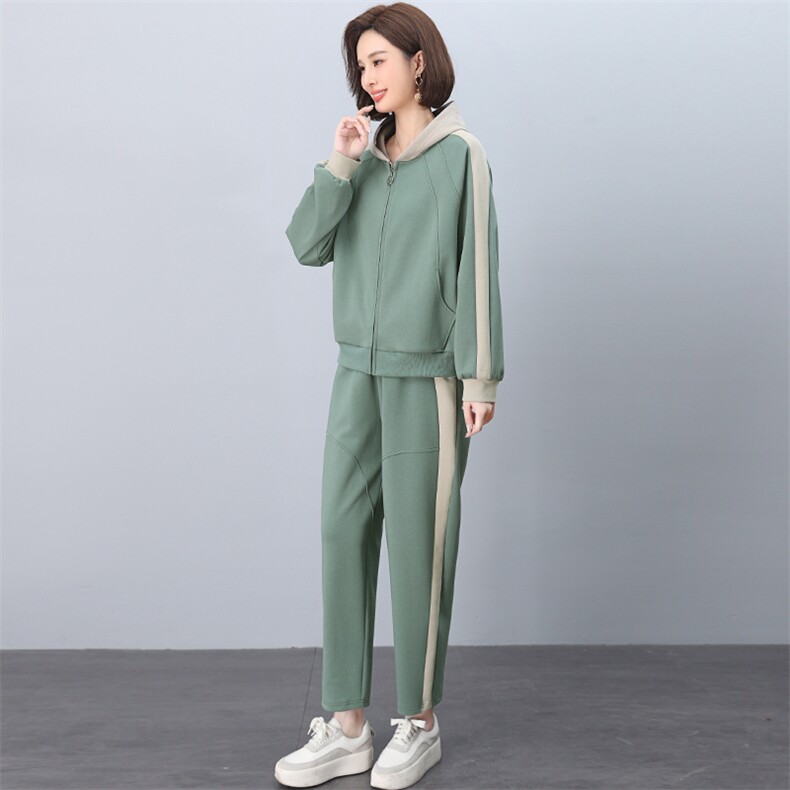 2025春秋季时尚简约大方气质优雅显瘦休闲潮流撞色套装,女装套装/套裙,独衣靓