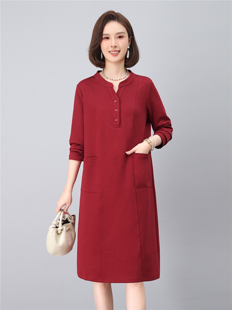 现货2025年秋季时尚优雅气质休闲文艺中长款连衣裙,女装连衣裙,依恋蒂丝