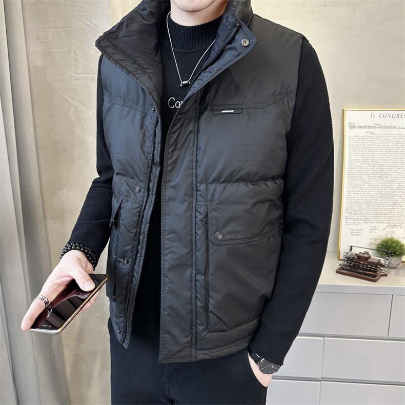 短款立领羽绒马夹男休闲日系面包服保暖外套马甲背心M6006-P125,男装背心/马甲,电商A239