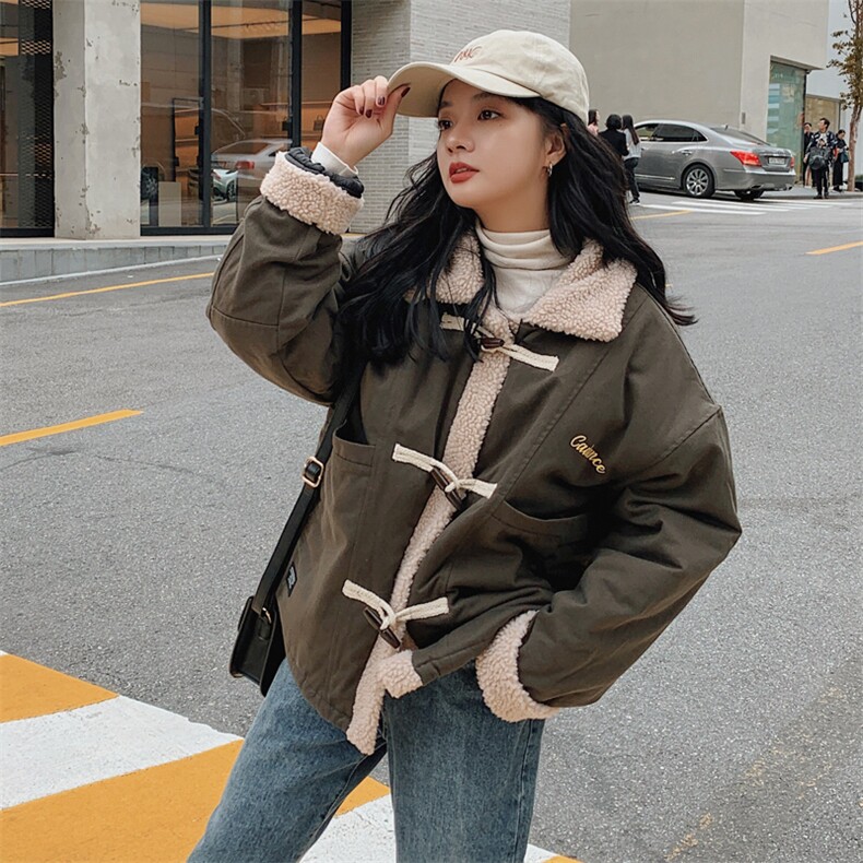 现货271-1613羊羔毛拼接外套，女装短外套，浙宝271