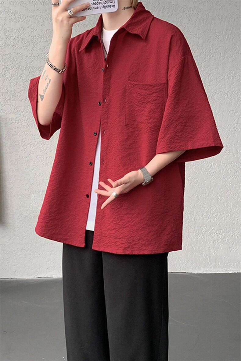 8XL-M泡泡纱盐缩肌理短袖衬衫男夏季冰丝外套防晒衬衣DC28011P36,男装衬衫,电商B312