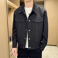 秋季2023轻熟抖音小伙明线纯色休闲夹克店主风A236-JK5030-P130，男装夹克，电商A236