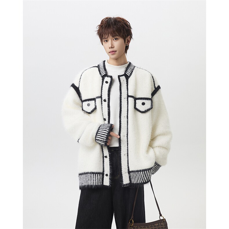 MYDD015-P60重磅痞帅花毛绒绒毛衣外套男女情侣宽松针织衫，男装针织衫/毛衣，星座712A-1