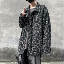 牛仔外套男春秋韩版潮流帅气腰果花夹克休闲ins港风上衣JK001-P70,男装工装外套,星座1008-2