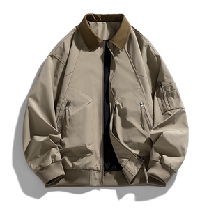 白底 夹克男款解构弯刀短款外套廓形翻领棒球服JK02557-P70图片