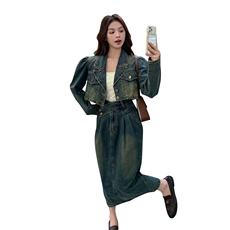 2025秋季新款个性大气时尚牛仔套装女，女装套装/套裙，1C080