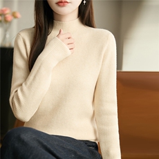 2025年秋季时尚百搭通勤简约休闲抽条半高,女装针织衫/毛衣,思牵羊绒,清河羊绒市场 2025年秋季时尚百搭通勤简约休闲抽条半高,女装针织衫/毛衣,思牵羊绒,清河羊绒市场