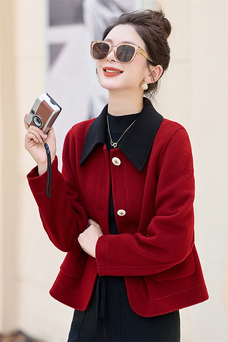现货！！(双面羊绒现货数据好放心主推)2024冬季毛呢外套翻毛领,女装毛呢外套,韩宇舍