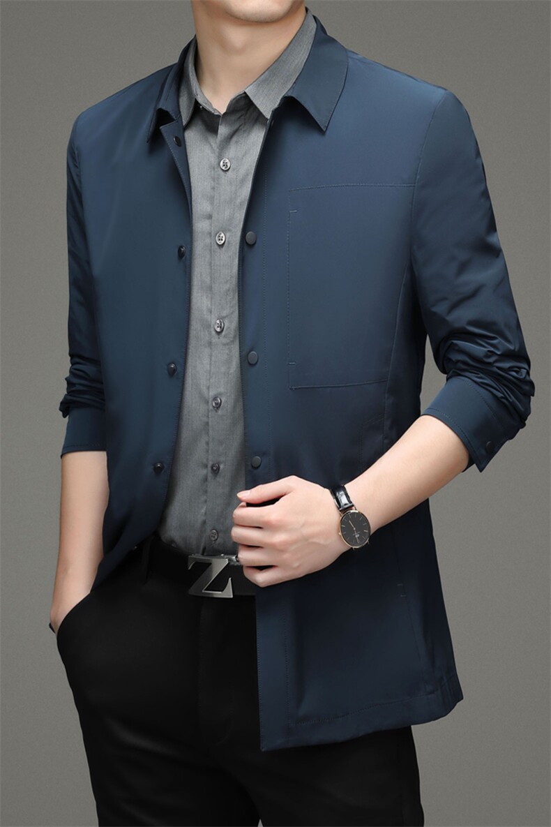 YY-A6629962男士2023年秋季新款长袖外套休闲青年中长款风衣P198，男装风衣，电商B360