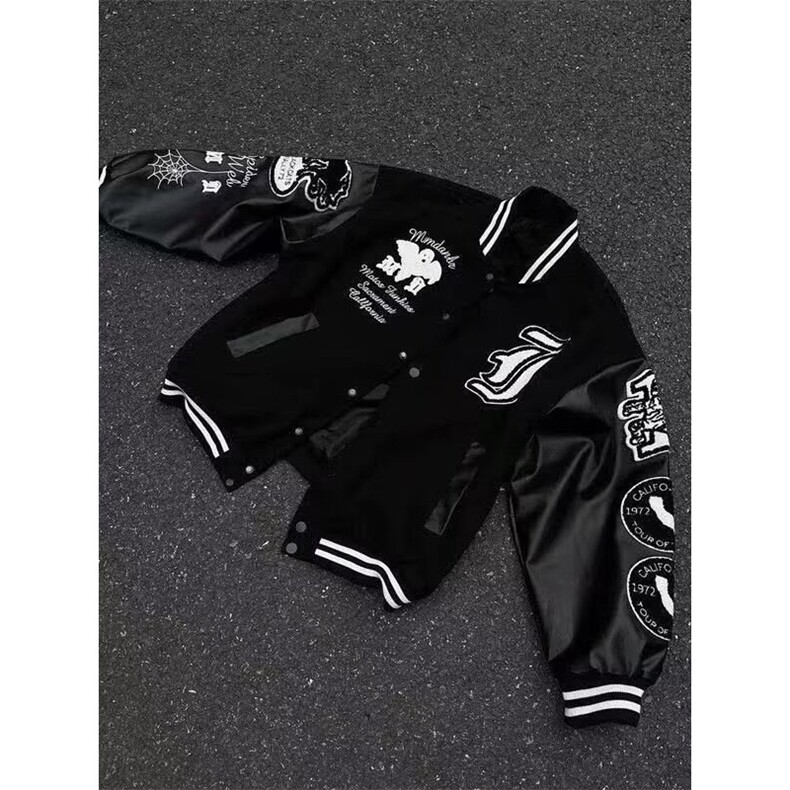 W10785-P68网图现货欧美复古高街幽灵刺绣棒球服夹克情侣外套,男装夹克,星座1608
