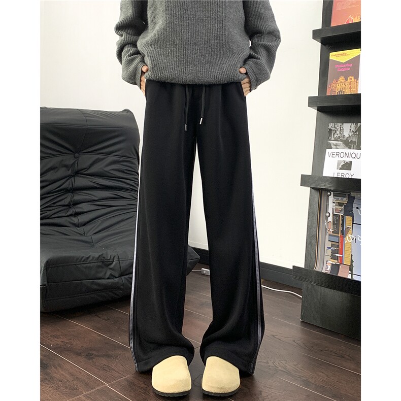 现货华棉渐变加绒三条杠裤子男款运动裤常规P40加绒特45控6878,男装休闲裤,电商D205