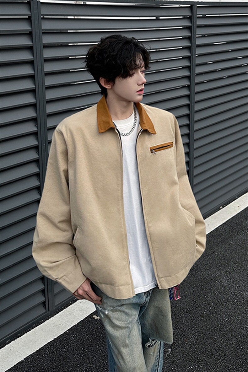 8XL-M春季水洗帆布短款夹克男生vintage美式复古工装外套JK003P98,男装夹克,电商B312