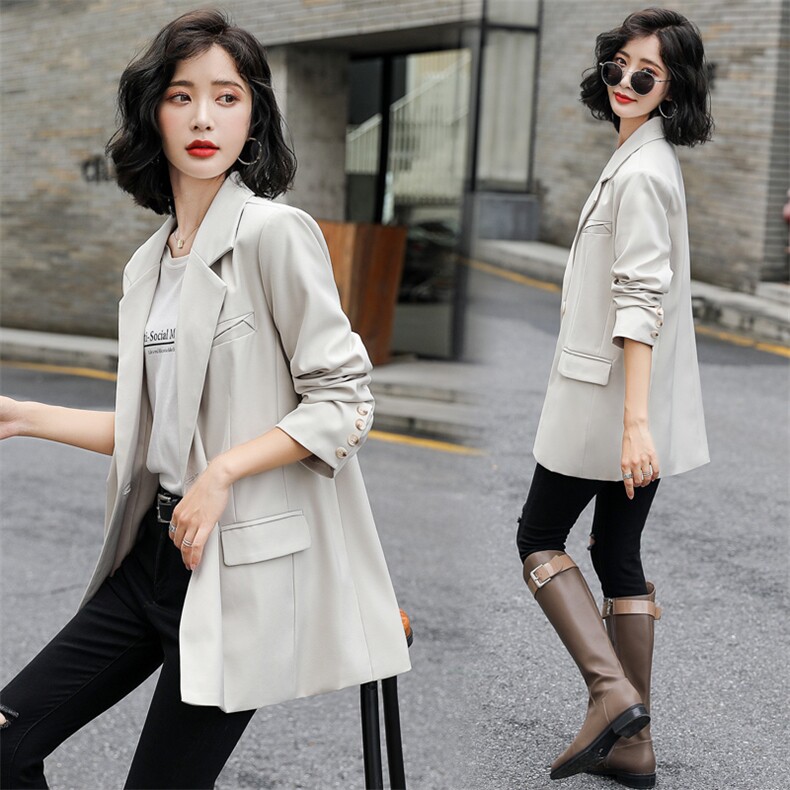 2022春款纯色小西装外套女韩版休闲英伦风西服时尚港味上衣图片