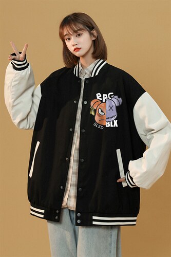中性风 春秋季情侣棒球服男女休闲夹克女时尚外套男BQF294-P50图片