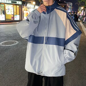 春季新款潮牌连帽潮牌条纹拼色夹克外套CYJK2121-P75图片