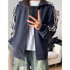 有货。日系三条杠拉链外套男2026卫衣W6927-P49，女装短外套，星座412-3