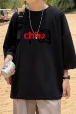 Q11189-P30春夏季七分袖t恤男大码五分袖男短袖中袖，男装T恤，电商A040