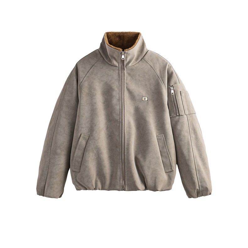 网图复古仿兔毛保暖翻领棉服情侣棉衣外套夹克皮衣 QY15042-P98图片