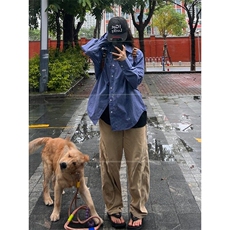 美式长袖衬衫男女新款街头格子衬衣外套宽松慵懒风上衣LC899-P35，男装衬衫，星座1008