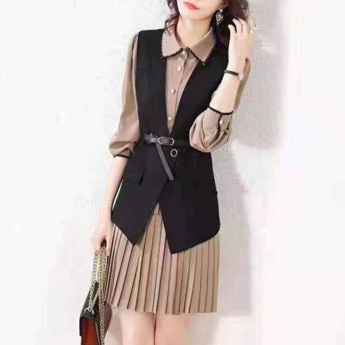 （现货）秋季新款马甲?连衣裙两件套，女装马夹，萱萱家