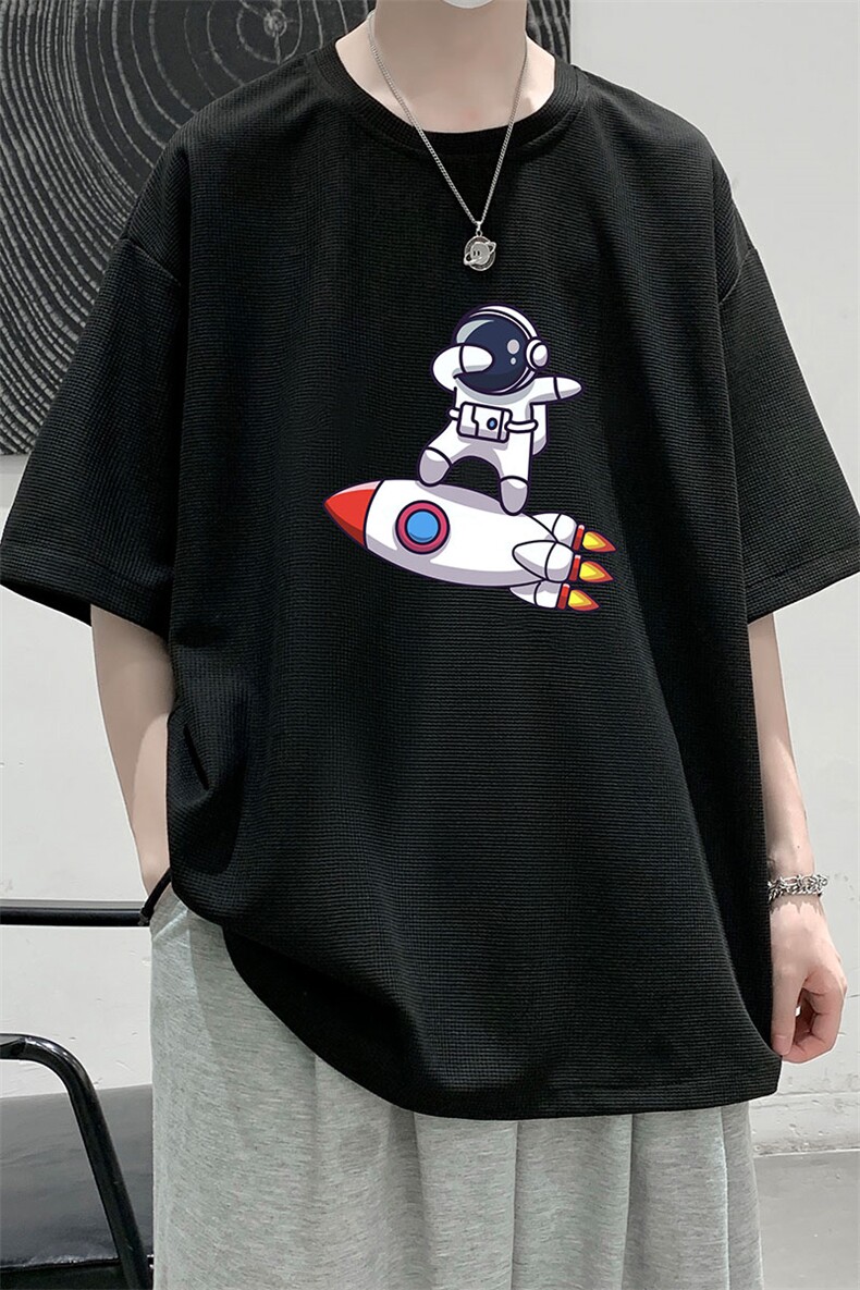 HT73158-P22华夫格t恤男短袖男大码五分袖大皂风,男装T恤,电商A040