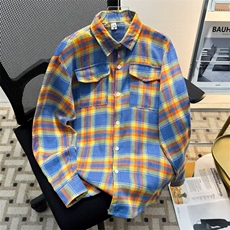 春季格子衬衫男士长袖美式复古潮牌痞帅防晒外套潮流ins衬衣服，男装衬衫，星座1013
