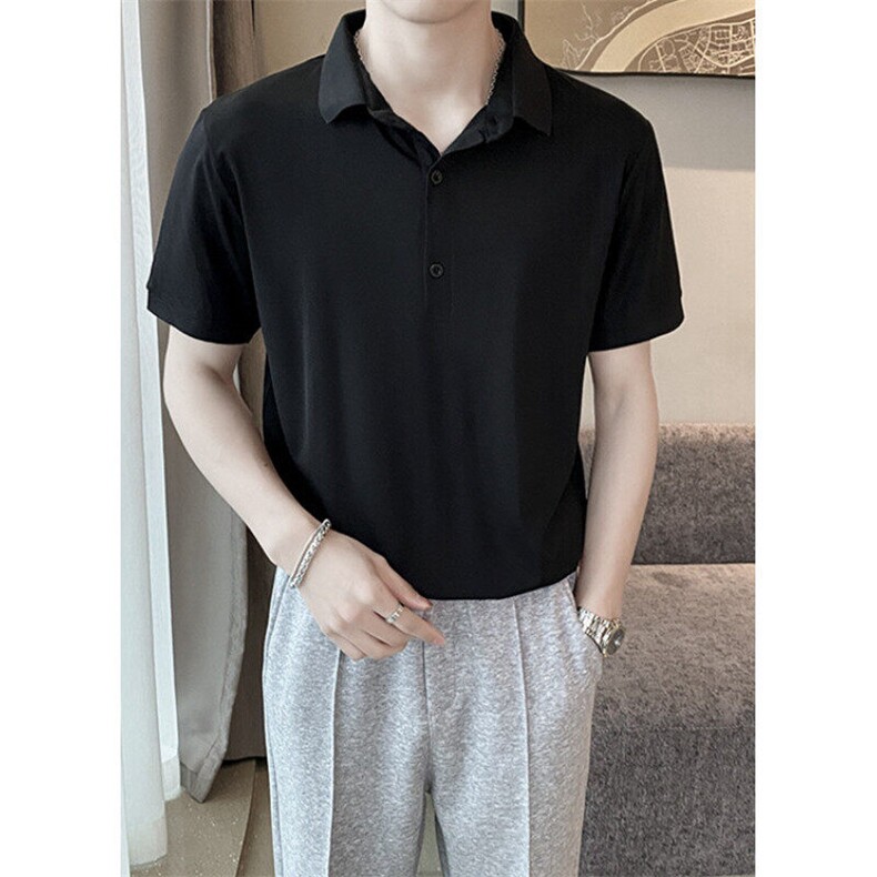 短袖POLO衫男夏季新款衬衫领设计高级感正肩半袖t恤衫P07,男装T恤,星座1116A-2（原606A-1）