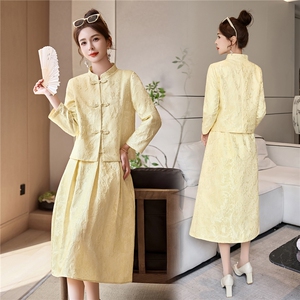 罗得堡2026年春装新款新中式汉服套装连衣裙2611，女装套装/套裙，罗得堡