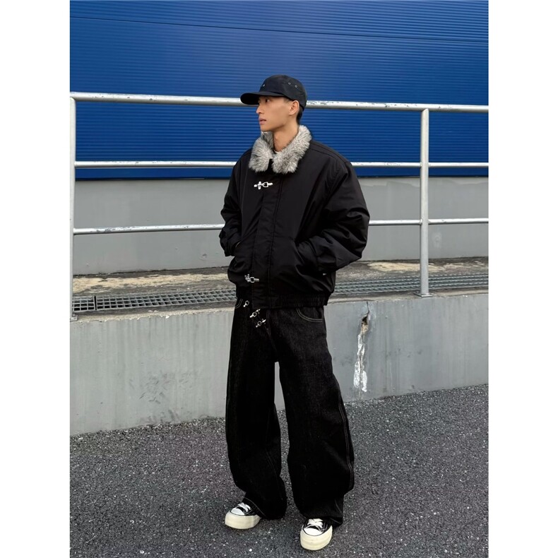 水洗牛仔裤男款直筒宽松弯刀阔腿痞帅高级感裤子潮流百搭NZ9044,男装牛仔裤,星座516A