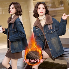 梦依缘2025冬时尚精品舒适休闲加绒牛仔外套二，女装短外套，梦依缘