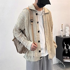秋冬慵懒复古高级感镂空毛衣开衫百搭简约文艺男女外套MY856，男装针织衫/毛衣，星座1116A-1（原606A）