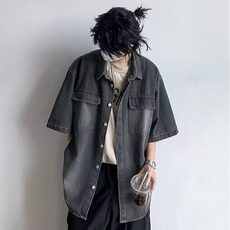 牛仔衬衫男士短袖韩版潮流痞子帅气百搭2025夏季ins外套CY905-P49，男装衬衫，星座412-3