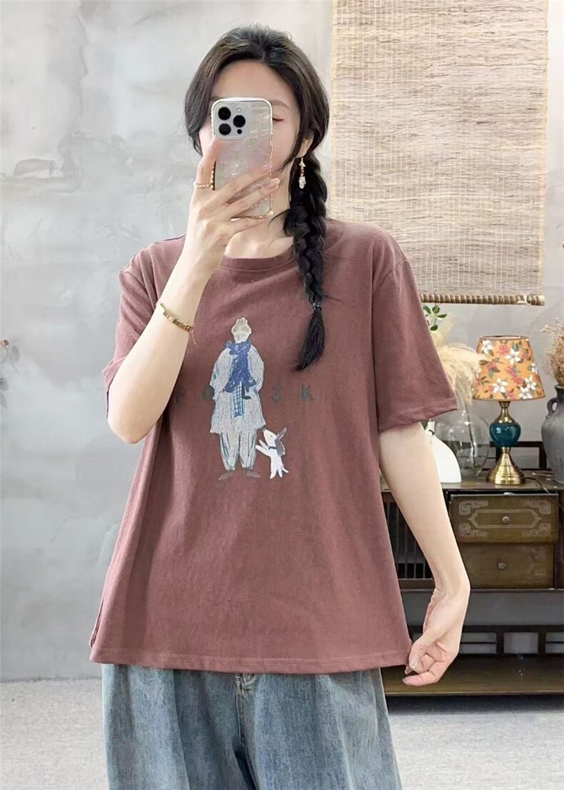 2025时尚百搭围巾美女短袖,女装T恤,湘姗